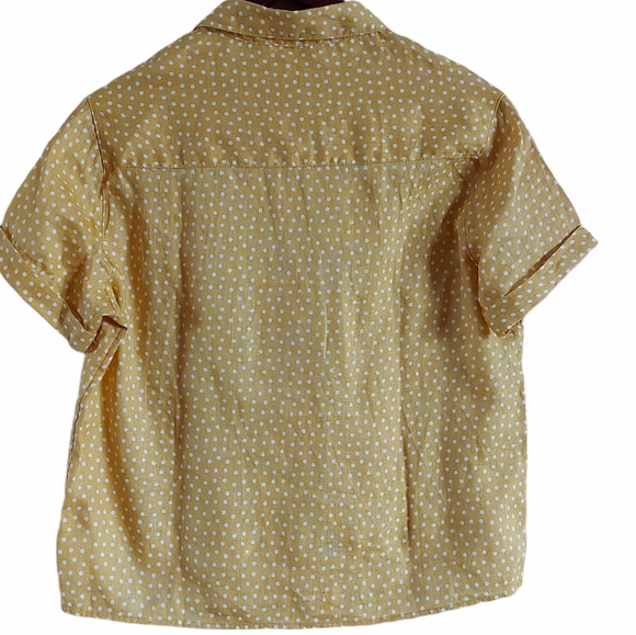 Rachel Zoe linen button front yellow and white dot - Picture 2 of 4